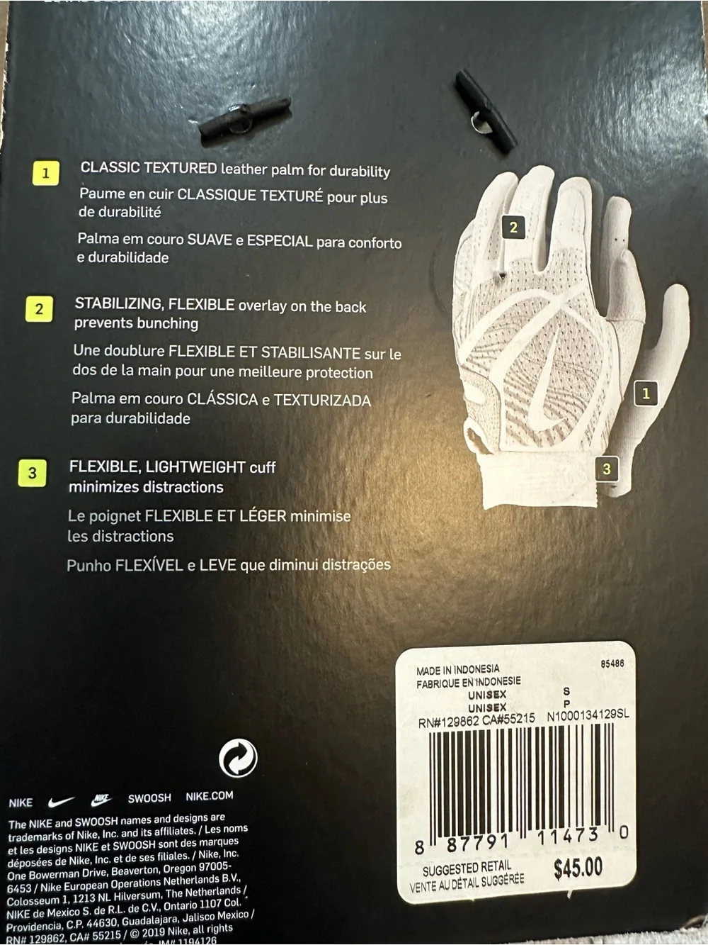 Nike Hyperdiamond Pro Batting Gloves - White & Gold